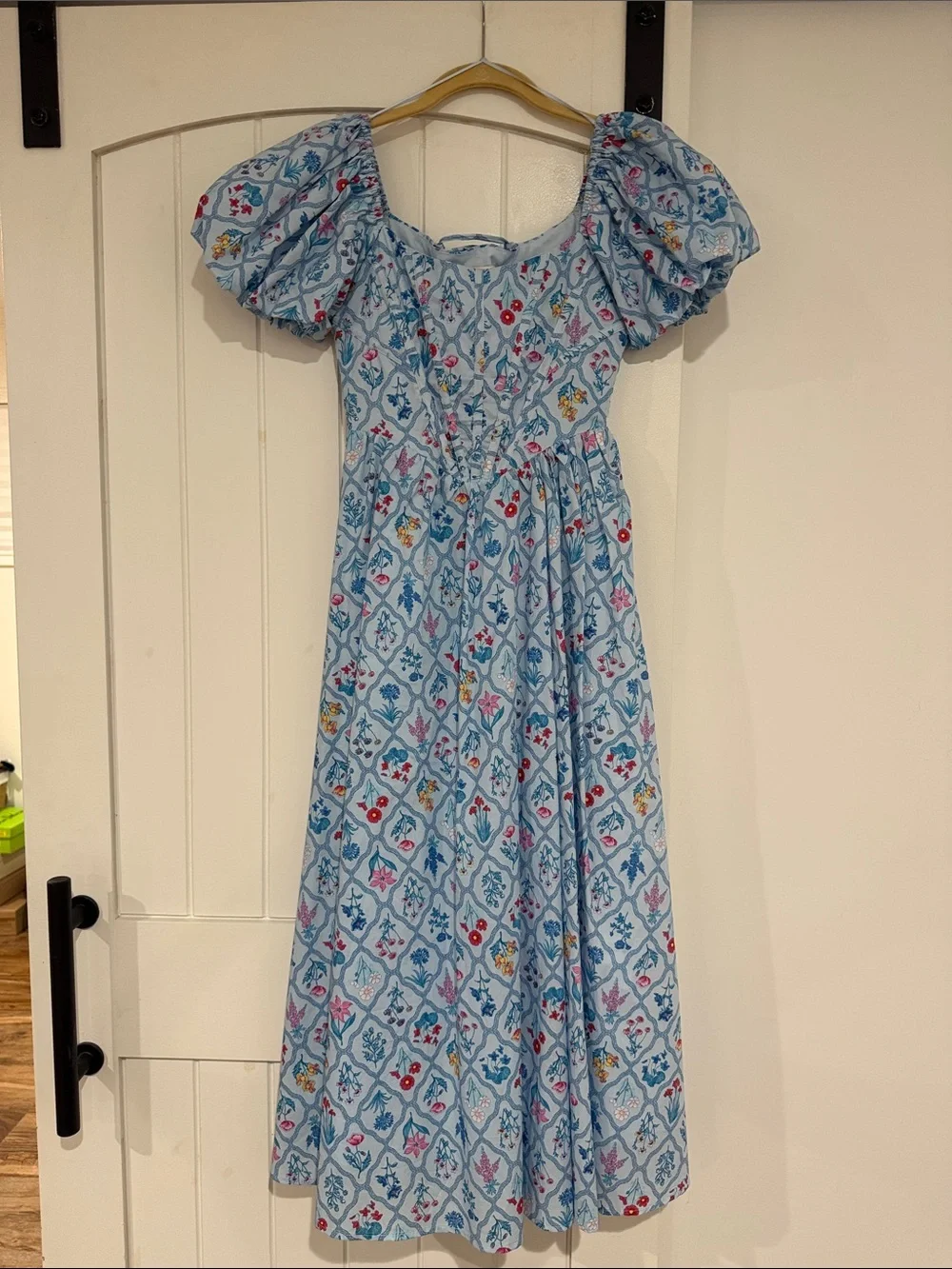 Moon River Light Blue Floral Puff-Sleeve Maxi Dress - Picture 5 of 5
